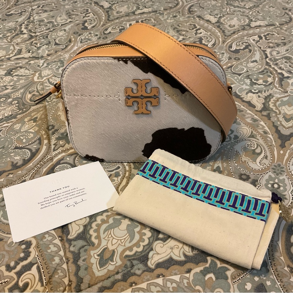 New Tory Burch McGraw Calf Hair Crossbody Camera Bag Rare - Picture 6 of 15